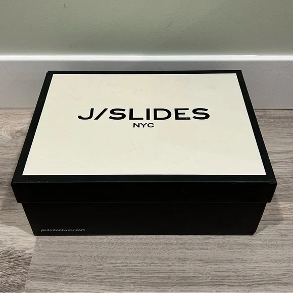 NIB J/SLIDES NYC West Black Leather Sneaker Shoes White Platform Soles Size 9M - Picture 10 of 12